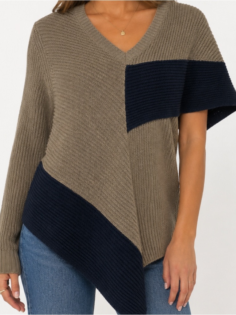 Per Se • Cashmere Blend • V-Neck • Oversized • Sweater • Large